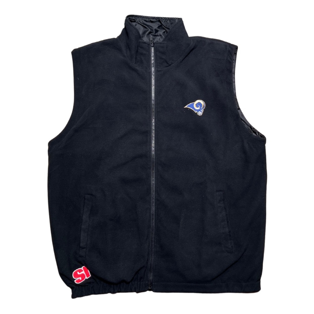 Vintage NFL St Louis Rams Vest Mens XL Reversible Fleece Windbreaker Jacket 90s